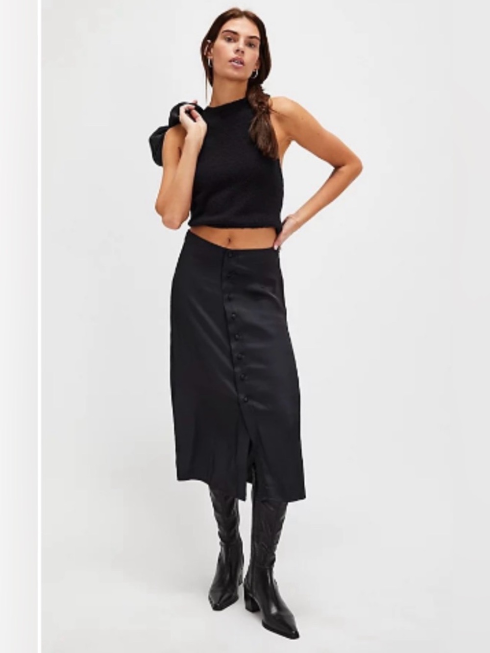 NWT Analise MIDI Skirt at Free People in Black, Size: US 8.